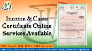 Income & Caste Certificate Services